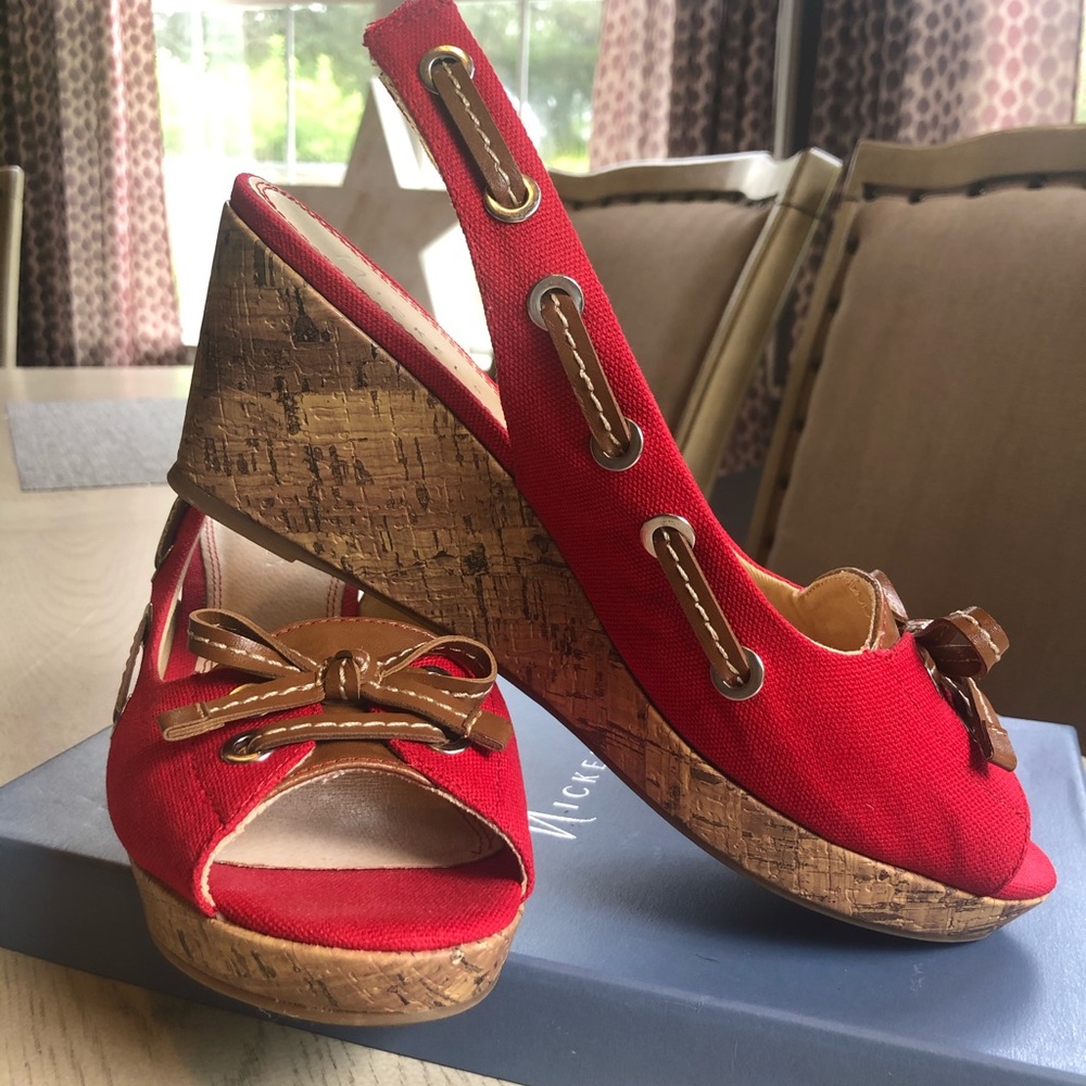 NICKELS Red Open Toe Shoes